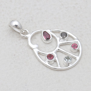 925 Sterling Silver Multi Tourmaline Pendants