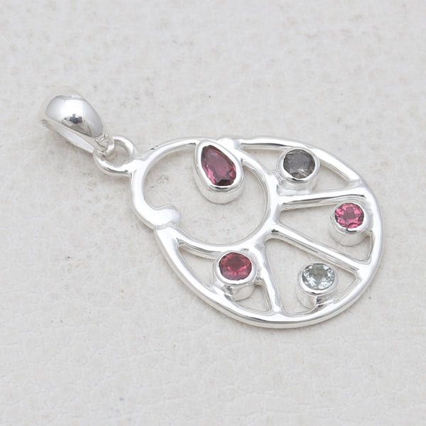 925 Sterling Silver Multi Tourmaline Pendants