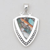 Turquoise Spiny Oyster Silver Pendants