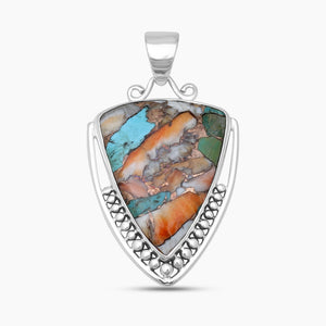 Turquoise Spiny Oyster Silver Pendants