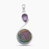 925 Sterling Silver Titanium Druzy Pendants