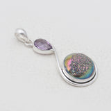 925 Sterling Silver Titanium Druzy Pendants