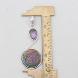 925 Sterling Silver Titanium Druzy Pendants