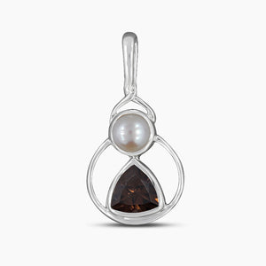 Smoky Quartz & Pearl Silver Pendants
