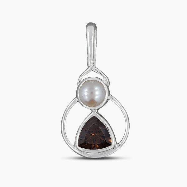 Smoky Quartz & Pearl Silver Pendants