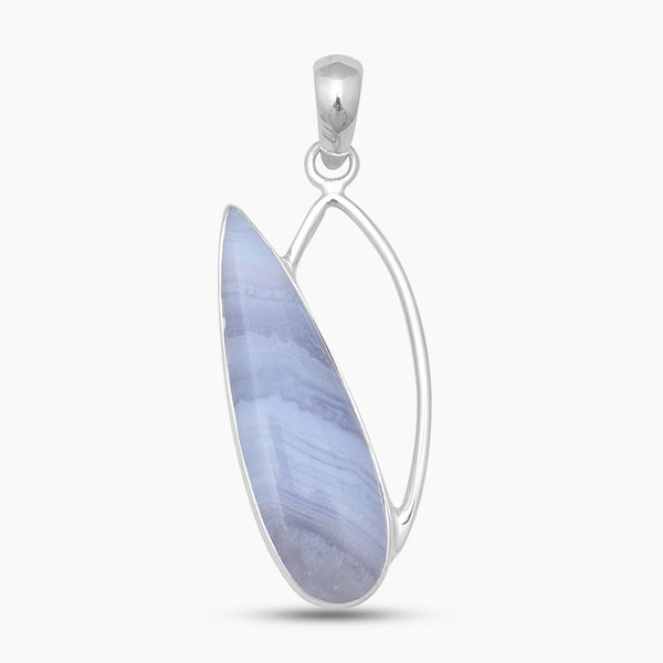 Blue Lace Agate Silver Pendants