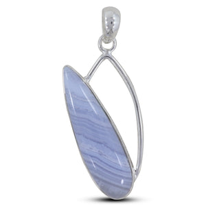 Blue Lace Agate Silver Pendants