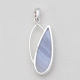 Blue Lace Agate Silver Pendants