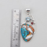 Turquoise Spiny Oyster Silver Pendants