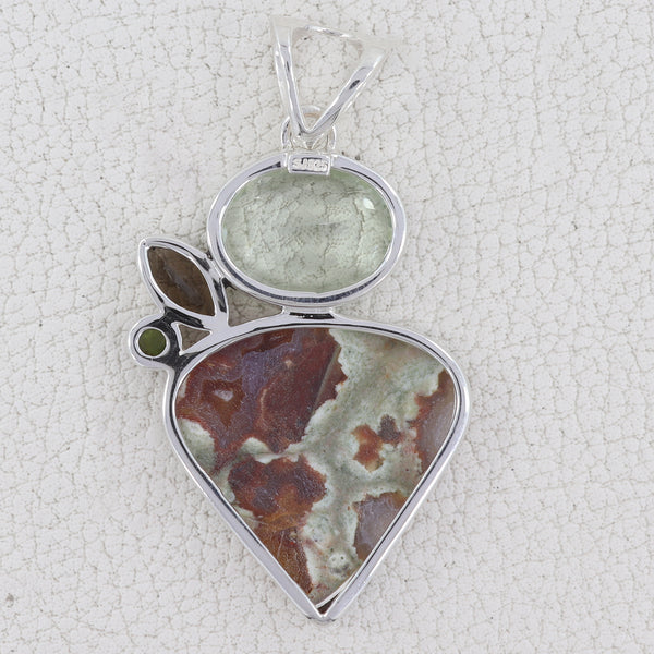925 Sterling Silver Rainforest Jasper Pendants