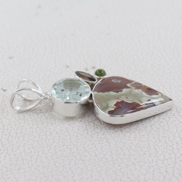 925 Sterling Silver Rainforest Jasper Pendants