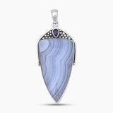 Blue Lace Agate Silver Pendants