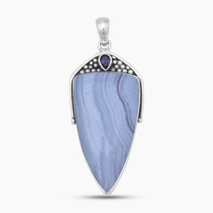 Blue Lace Agate Silver Pendants