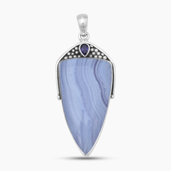 Blue Lace Agate Silver Pendants