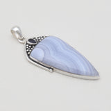 Blue Lace Agate Silver Pendants