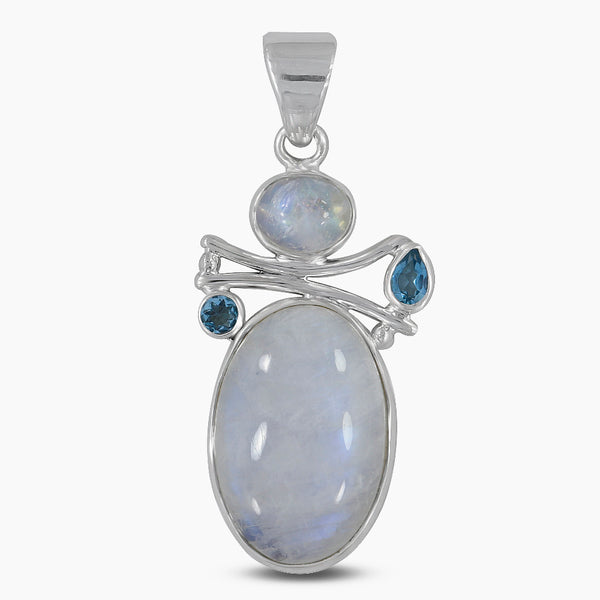 Rainbow Moonstone Silver Pendants