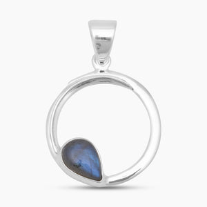 Rainbow Moonstone Circle Design Pendants