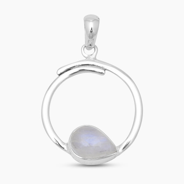 Rainbow Moonstone Circle Design Pendants