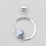 Rainbow Moonstone Circle Design Pendants