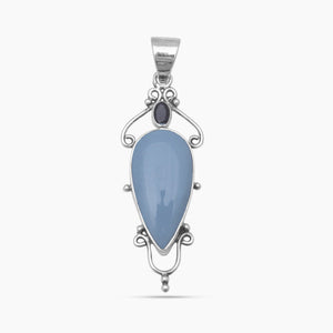 Blue Opal & Iolite Silver Pendants