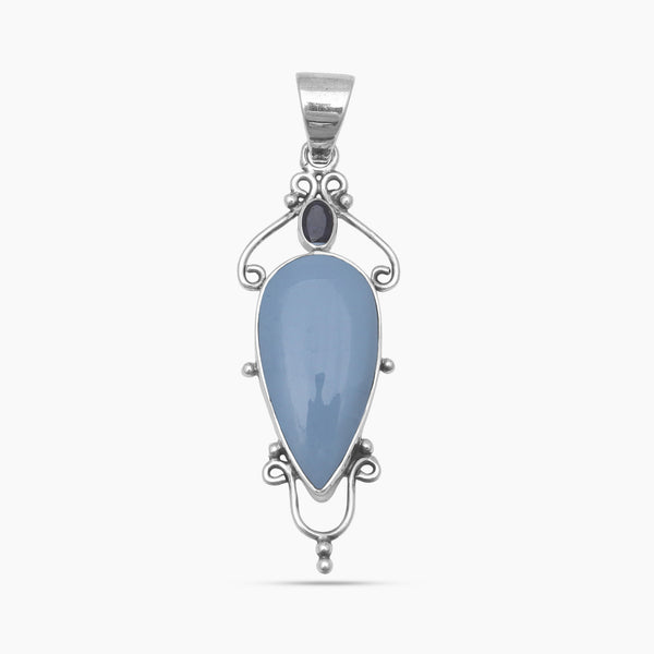 Blue Opal & Iolite Silver Pendants
