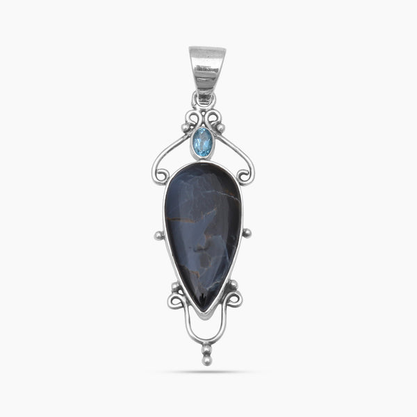 Blue Opal & Iolite Silver Pendants
