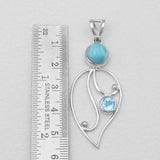 Larimar & Blue Topaz Silver Pendants