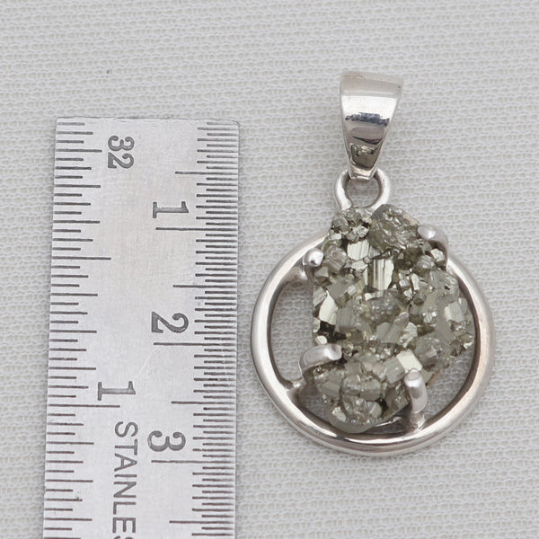 925 Sterling Silver Pyrite Druzy Pendants