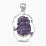 925 Sterling Silver Amethyst Druse Pendants