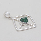 Natural Rough Emerald Silver Pendants