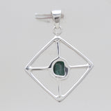 Natural Rough Emerald Silver Pendants