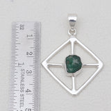 Natural Rough Emerald Silver Pendants