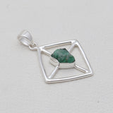 Natural Rough Emerald Silver Pendants