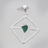 Natural Rough Emerald Silver Pendants