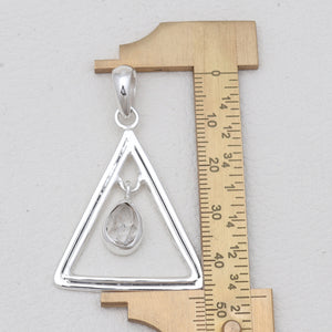 Herkimer Quartz Silver Triangle Pendants