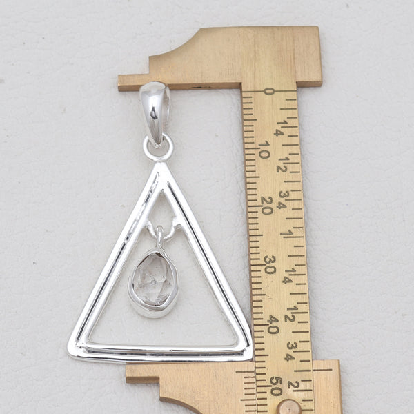 Herkimer Quartz Silver Triangle Pendants