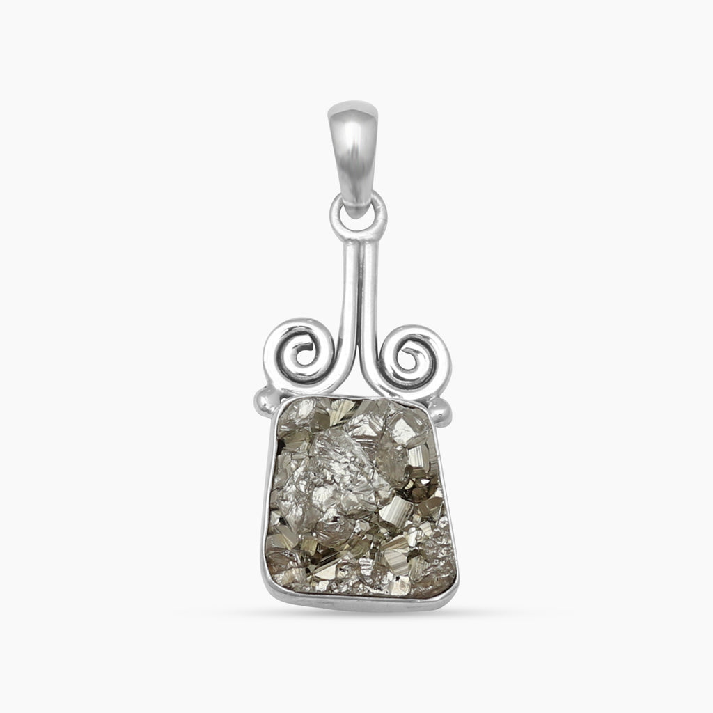 Pyrite Druzy Silver Pendants