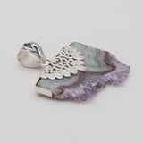 925 Sterling Silver Amethyst Slice Pendants