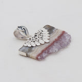 925 Sterling Silver Amethyst Slice Pendants