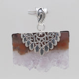 925 Sterling Silver Amethyst Slice Pendants