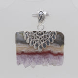 925 Sterling Silver Amethyst Slice Pendants