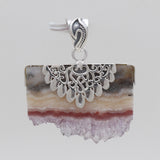 925 Sterling Silver Amethyst Slice Pendants