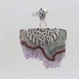 925 Sterling Silver Amethyst Slice Pendants