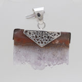 925 Sterling Silver Amethyst Slice Pendants