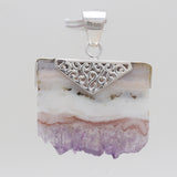925 Sterling Silver Amethyst Slice Pendants