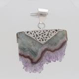 925 Sterling Silver Amethyst Slice Pendants