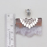 925 Sterling Silver Amethyst Slice Pendants