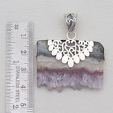 925 Sterling Silver Amethyst Slice Pendants