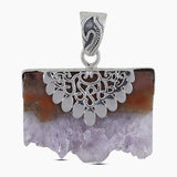 925 Sterling Silver Amethyst Slice Pendants