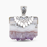 925 Sterling Silver Amethyst Slice Pendants